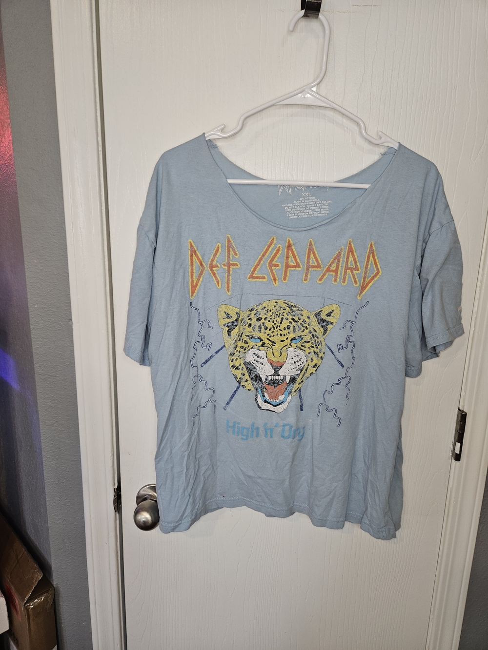 Def Leppard Graphic Tee - Light Blue Leopard Short Sleeve